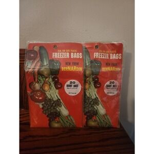 Lot Of 2 Vintage BerNARdin‎ One Quart Freezer Bags w Ties 40 Bags Total USA